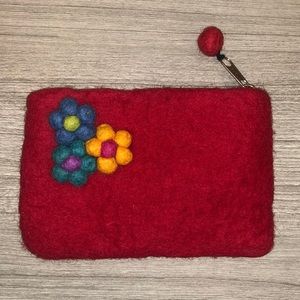 Red wool pouch